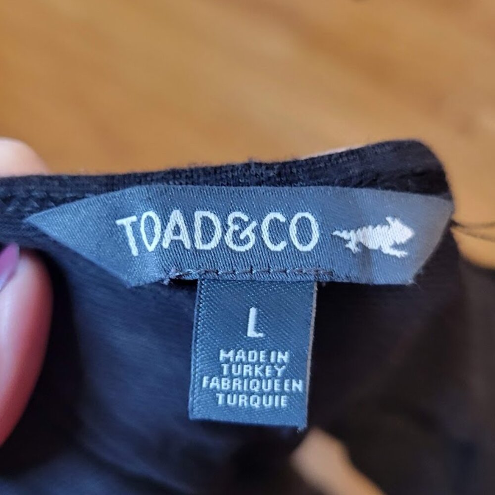 Toad&Co Black Muse Ruched Side Pocket Midi Dress | Size Large - Picture 5 of 6